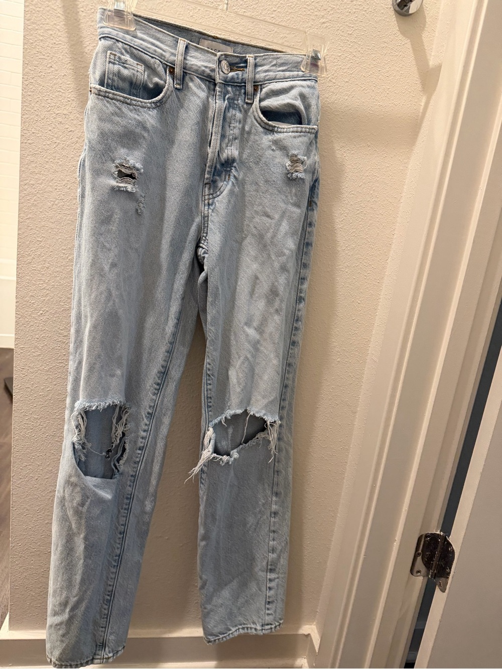PacSun Light Blue Distressed Straight Leg Jeans